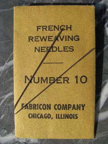 photo of lot vintage french reweaving needles, long thin steel sewing needles #3