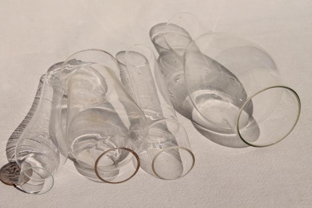 photo of lot vintage glass lamp chimney shades for old mini lamps, small hurricanes & chimneys #8
