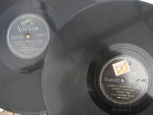 photo of lot vintage gutta percha 78s South American latin dance records w/import stamps #3