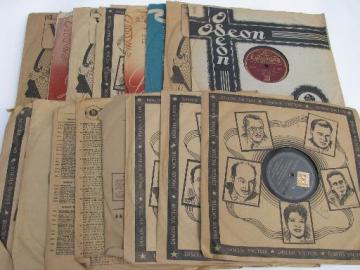 catalog photo of lot vintage gutta percha 78s South American latin dance records w/import stamps