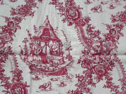 photo of lot vintage hand prints linen cotton decorator upholstery fabric floral toile #3