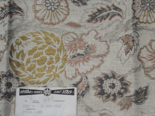 photo of lot vintage hand prints linen cotton decorator upholstery fabric floral toile #5