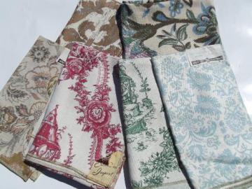 catalog photo of lot vintage hand prints linen cotton decorator upholstery fabric floral toile