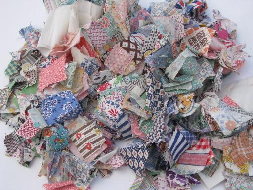 photo of lot vintage hand stitched pieced quilt blocks & square pieces patchwork blocks #7