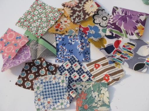 photo of lot vintage hand stitched pieced quilt blocks & square pieces patchwork blocks #8