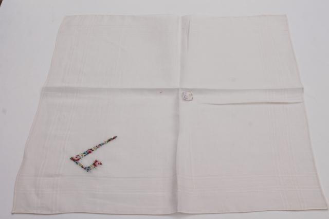 photo of lot vintage hankerchiefs, ladies cotton hankies w/ print flowers or hemstitching embroidery #2