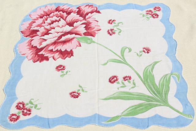 photo of lot vintage hankies w/ flower prints, 30+ pretty printed cotton handkerchiefs #12