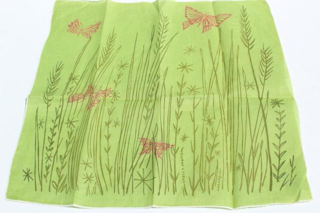 photo of lot vintage hankies w/ flower prints, pretty printed cotton handkerchiefs #4