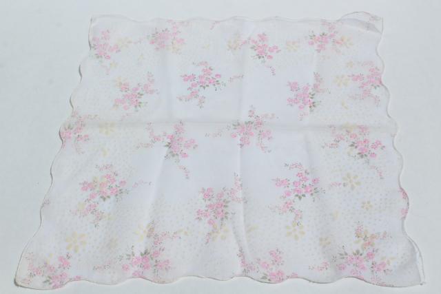 photo of lot vintage hankies w/ flower prints, pretty printed cotton handkerchiefs #6