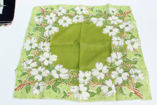 photo of lot vintage hankies w/ flower prints, pretty printed cotton handkerchiefs #14