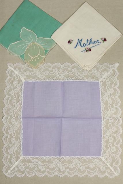 photo of lot vintage hankies for crafting or baby shower decorations M is for Mother, Mother's Day #2