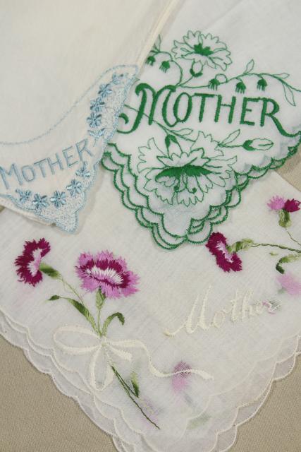 photo of lot vintage hankies for crafting or baby shower decorations M is for Mother, Mother's Day #4