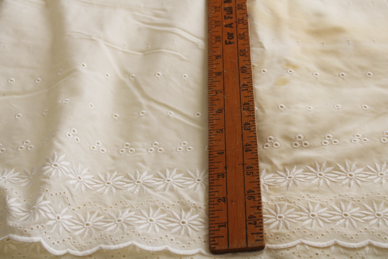 photo of lot vintage ivory cotton eyelet lace border fabric, different patterns 16 yds in all #5