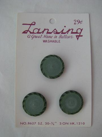 photo of lot vintage jadite green plastic buttons in boxes, new old stock sewing #3