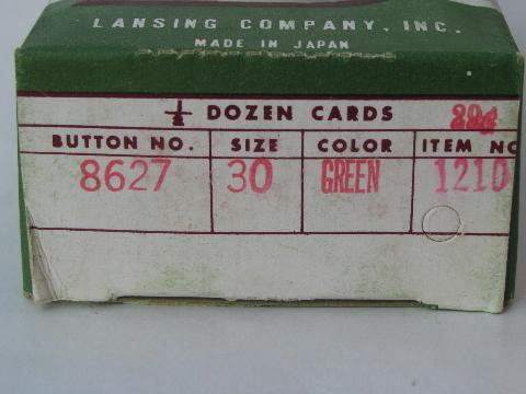 photo of lot vintage jadite green plastic buttons in boxes, new old stock sewing #5