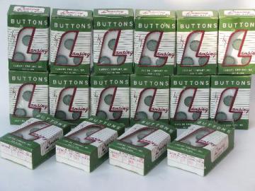 catalog photo of lot vintage jadite green plastic buttons in boxes, new old stock sewing