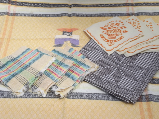 photo of lot vintage kitchen linens, retro south of the border fiesta colors! #4