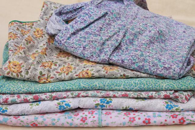 photo of lot vintage kitchen smock coverall full aprons, pretty soft faded floral cotton prints #6