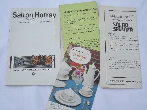 photo of lot vintage kitchenware / kitchen appliance owners manuals, instructions #7