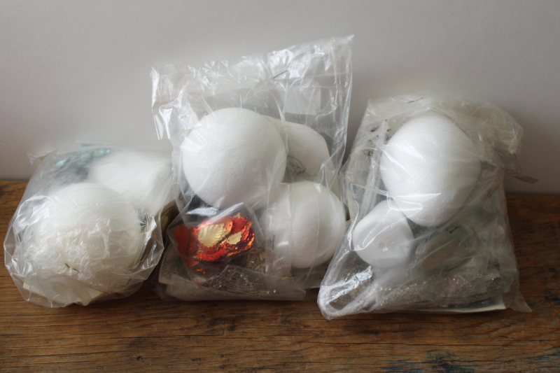 photo of lot vintage kits to make beaded sequined Christmas ornaments, forms w/ beads, pins, sequins  #6