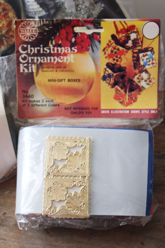 photo of lot vintage kits to make beaded sequined Christmas ornaments, forms w/ beads, pins, sequins  #7