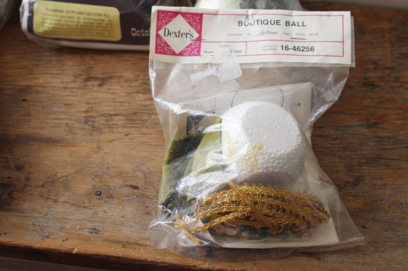 photo of lot vintage kits to make beaded sequined Christmas ornaments, forms w/ beads, pins, sequins  #13