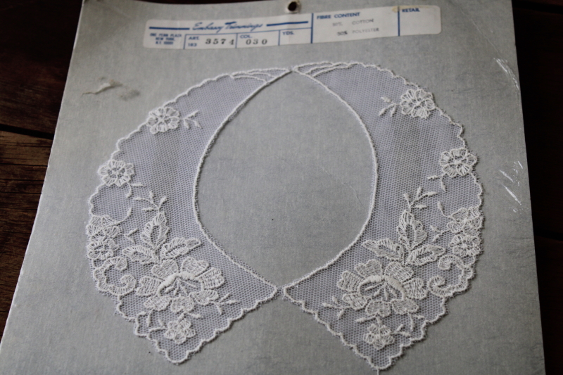 photo of lot vintage lace collars & white cotton collars w/ lacy edgings, 1920s through 1980s #4