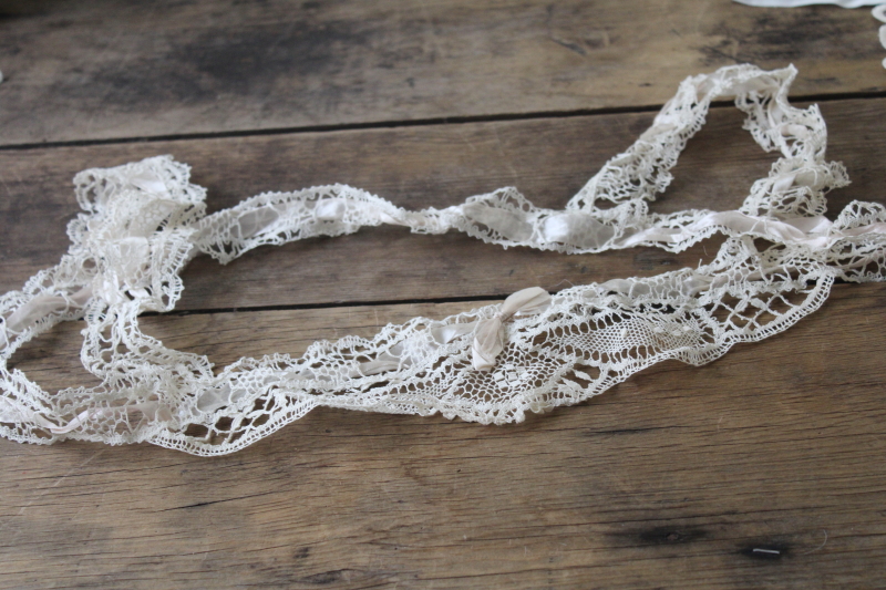 photo of lot vintage lace collars & white cotton collars w/ lacy edgings, 1920s through 1980s #6