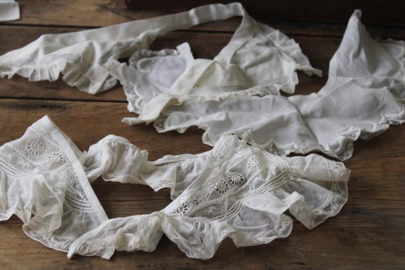 photo of lot vintage lace collars & white cotton collars w/ lacy edgings, 1920s through 1980s #18