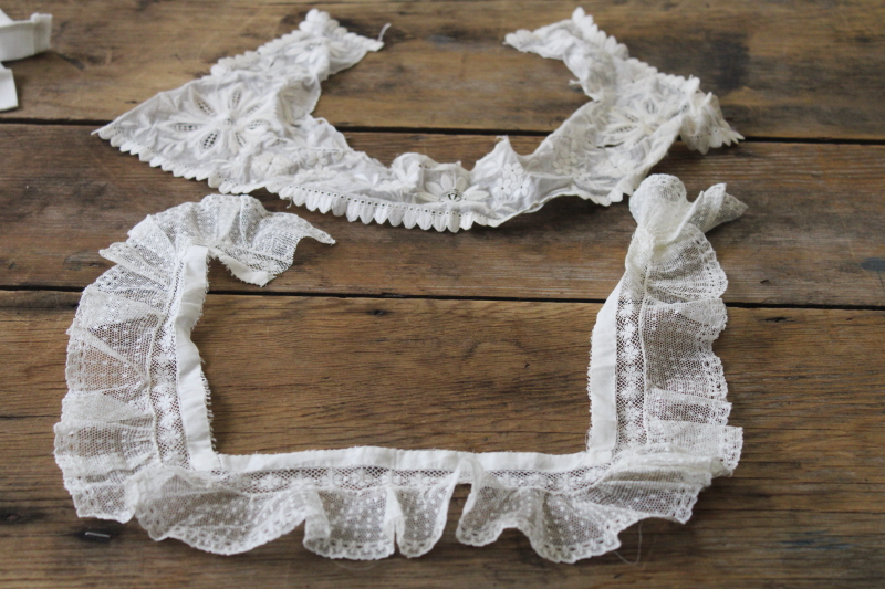 photo of lot vintage lace collars & white cotton collars w/ lacy edgings, 1920s through 1980s #19