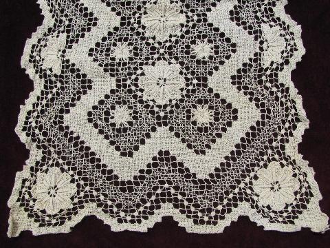 photo of lot vintage lace dresser scarves / table runners, cotton net needle lace #3