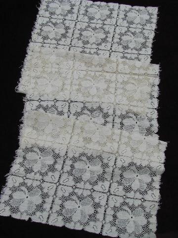 photo of lot vintage lace dresser scarves / table runners, cotton net needle lace #6