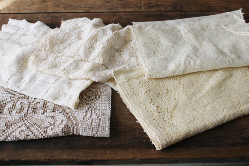photo of lot vintage lace runners for upcycle or french brocante shabby chic decor #7