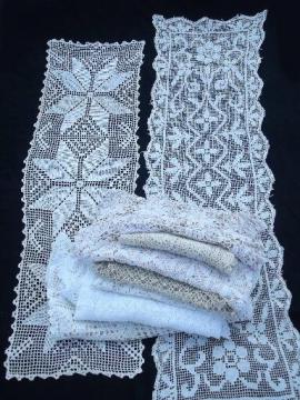 catalog photo of lot vintage lace table linens, 10 different runners and dresser scarves