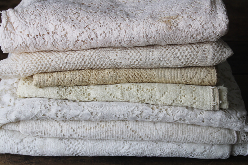 photo of lot vintage lace tablecloths shabby cottage chic decor linens or fabric for curtains etc #1