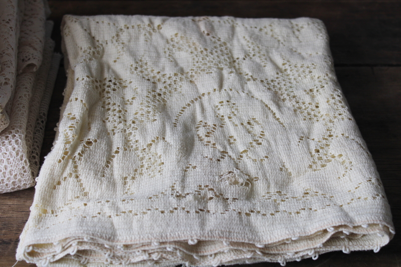 photo of lot vintage lace tablecloths shabby cottage chic decor linens or fabric for curtains etc #4