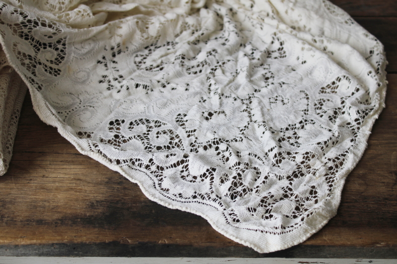 photo of lot vintage lace tablecloths shabby cottage chic decor linens or fabric for curtains etc #8