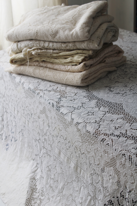 photo of lot vintage lace tablecloths shabby cottage chic decor linens or fabric for curtains etc #17
