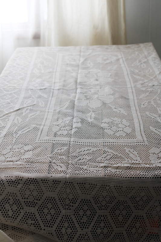 photo of lot vintage lace tablecloths shabby cottage chic decor linens or fabric for curtains etc #21