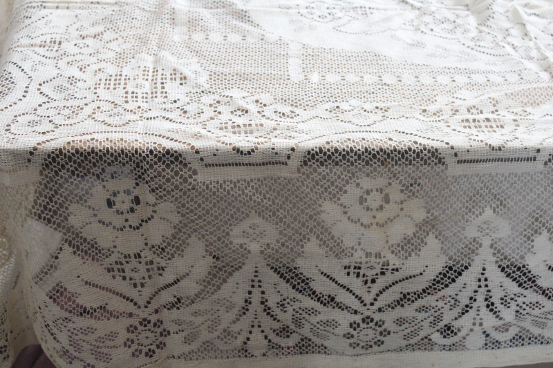 photo of lot vintage lace tablecloths shabby cottage chic decor linens or fabric for curtains etc #23