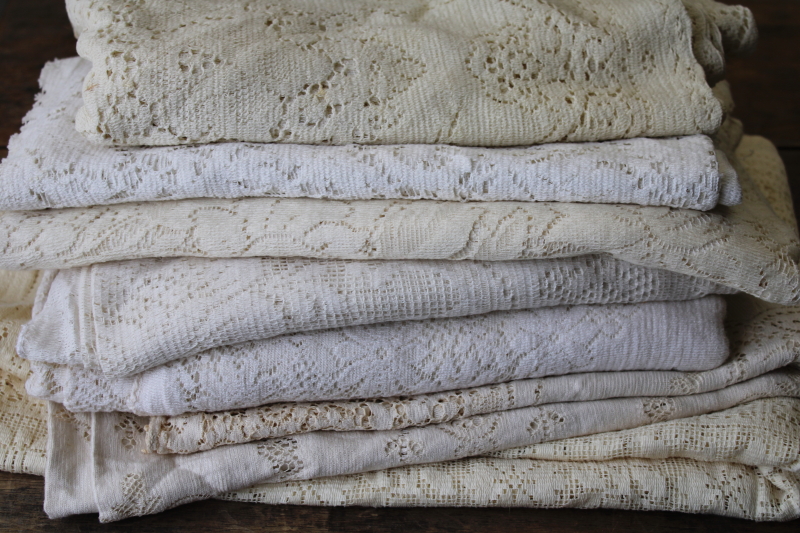photo of lot vintage lace tablecloths shabby cottage chic decor linens or fabric for curtains etc #1