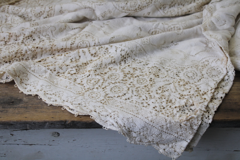 photo of lot vintage lace tablecloths shabby cottage chic decor linens or fabric for curtains etc #7