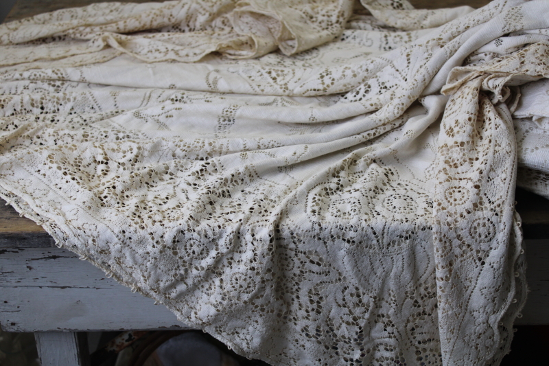 photo of lot vintage lace tablecloths shabby cottage chic decor linens or fabric for curtains etc #9