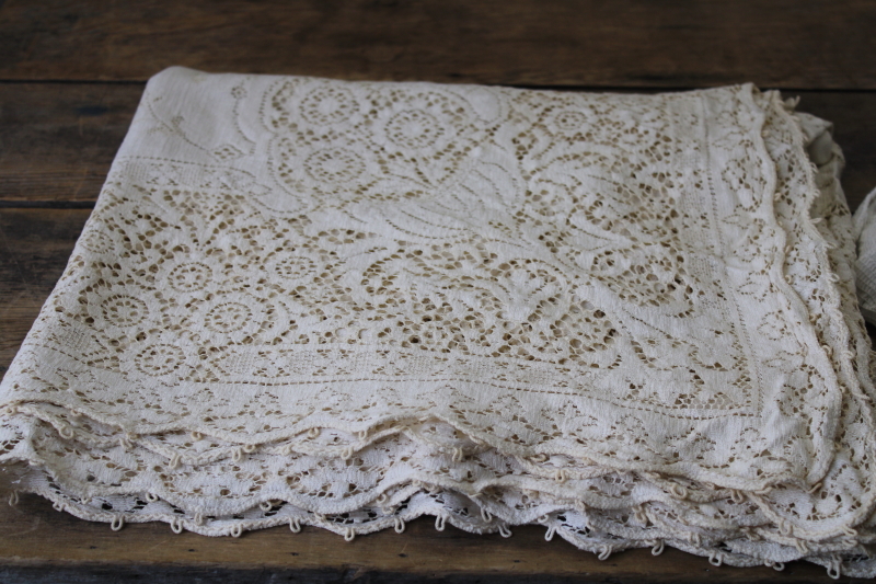 photo of lot vintage lace tablecloths shabby cottage chic decor linens or fabric for curtains etc #10