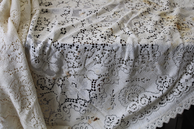 photo of lot vintage lace tablecloths shabby cottage chic decor linens or fabric for curtains etc #15