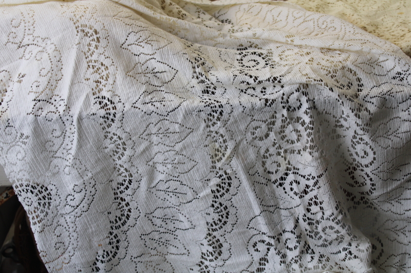 photo of lot vintage lace tablecloths shabby cottage chic decor linens or fabric for curtains etc #16