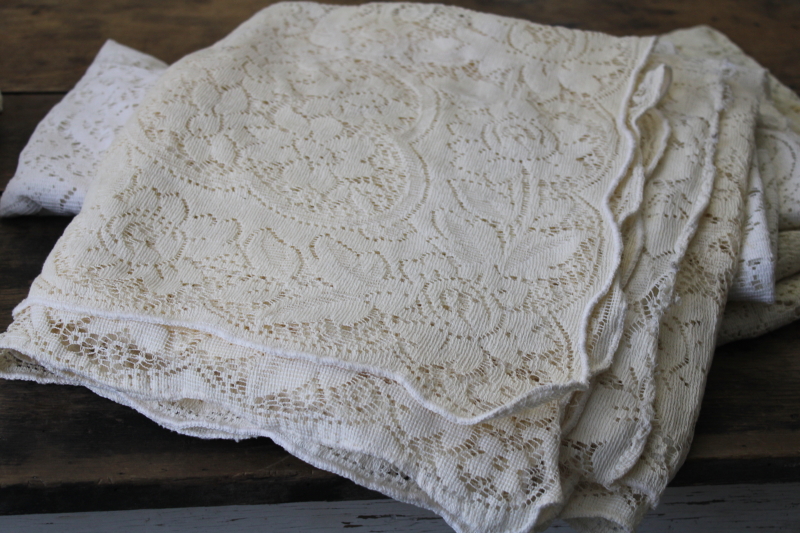 photo of lot vintage lace tablecloths shabby cottage chic decor linens or fabric for curtains etc #20