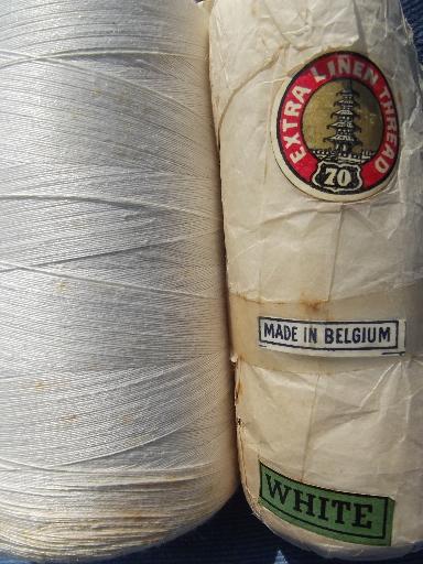 photo of lot vintage linen sewing / weaving threads, fine Belgian floss, Irish flax cord #5
