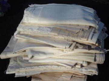 catalog photo of lot vintage linens stamped to embroider, pure linen & cotton for embroidery