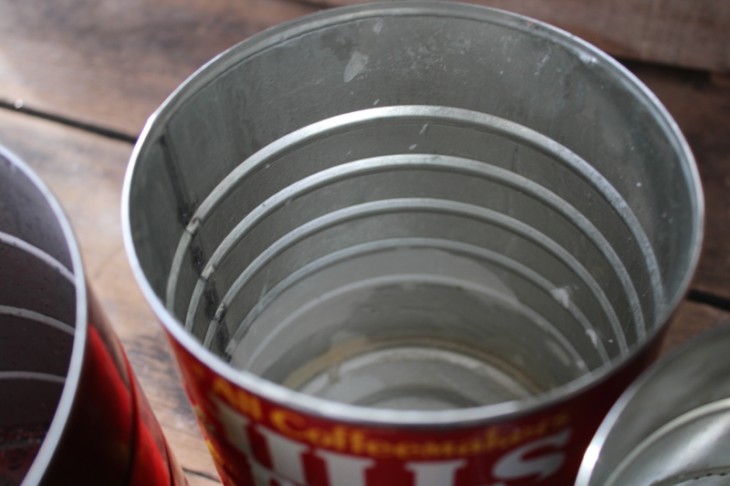 photo of lot vintage metal coffee cans empty tins Hills, Butter-Nut, Folgers #6